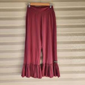 Ruffled Hem Burgundy Pants